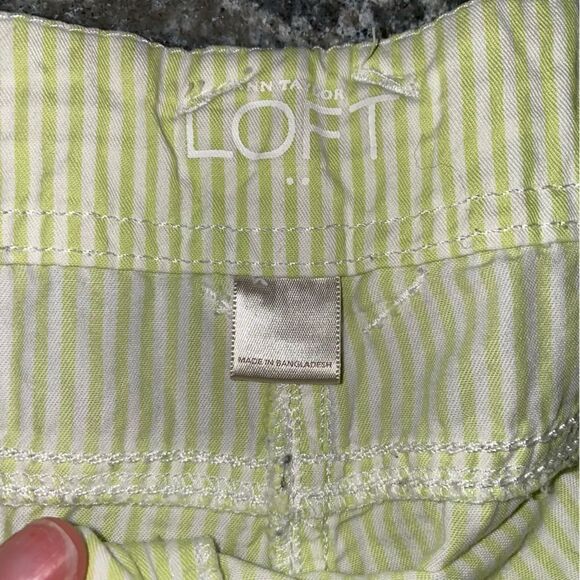 Ann Taylor Loft Womens Cotton Striped Mid Rise Shorts Green White Size 16 - Picture 7 of 8